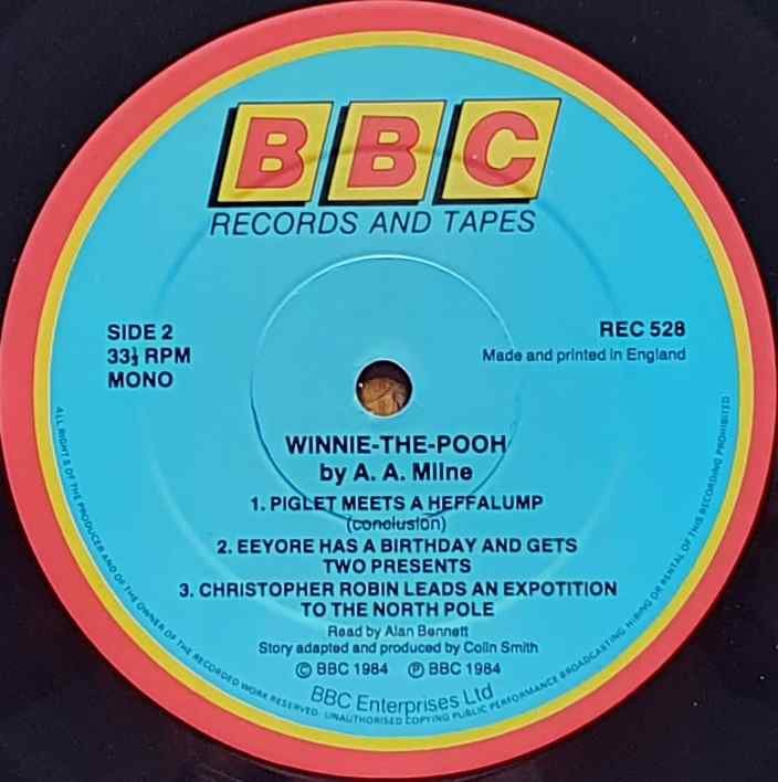 REC 528 Winnie the Pooh A. A. Milne from the BBC records and Tapes library Label